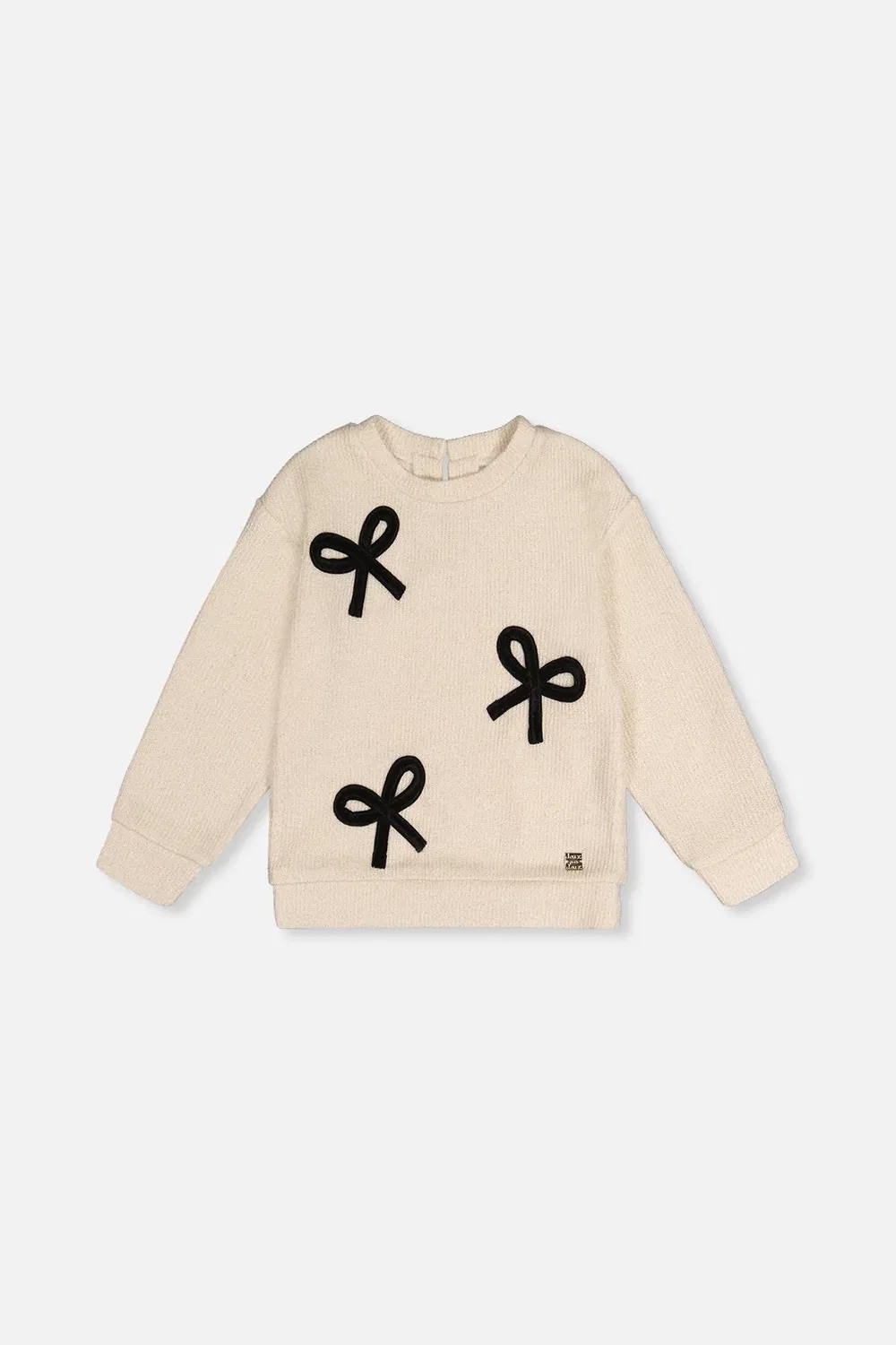 Детский свитшот с бархатными бантами Deux par Deux, Beige and Black