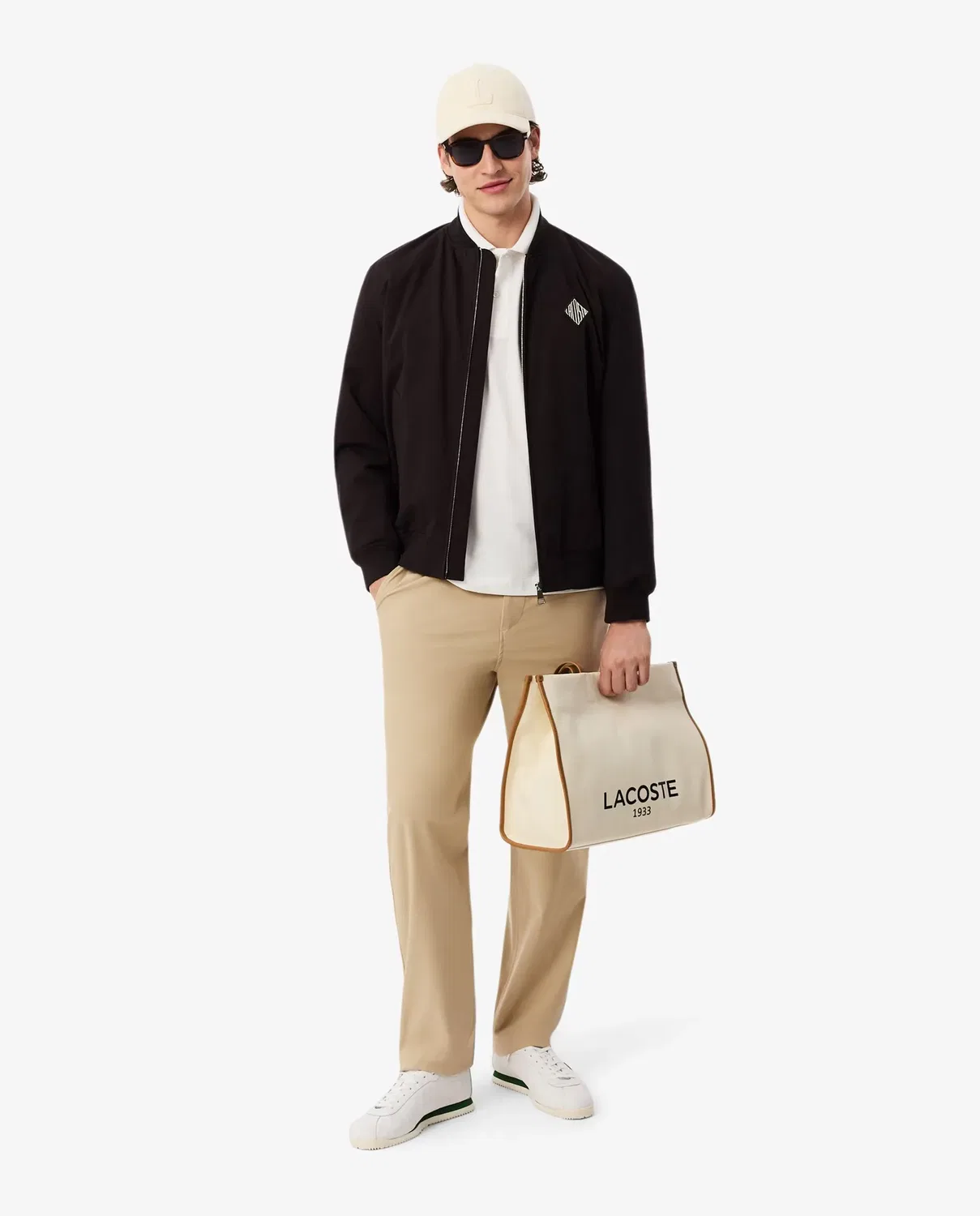 Мужские джоггеры из полиэстера Lacoste, Beige — фото 4