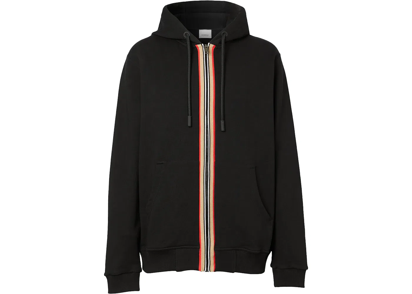 Мужское худи на молнии с капюшоном с деталями в полоску Burberry, Black/Beige