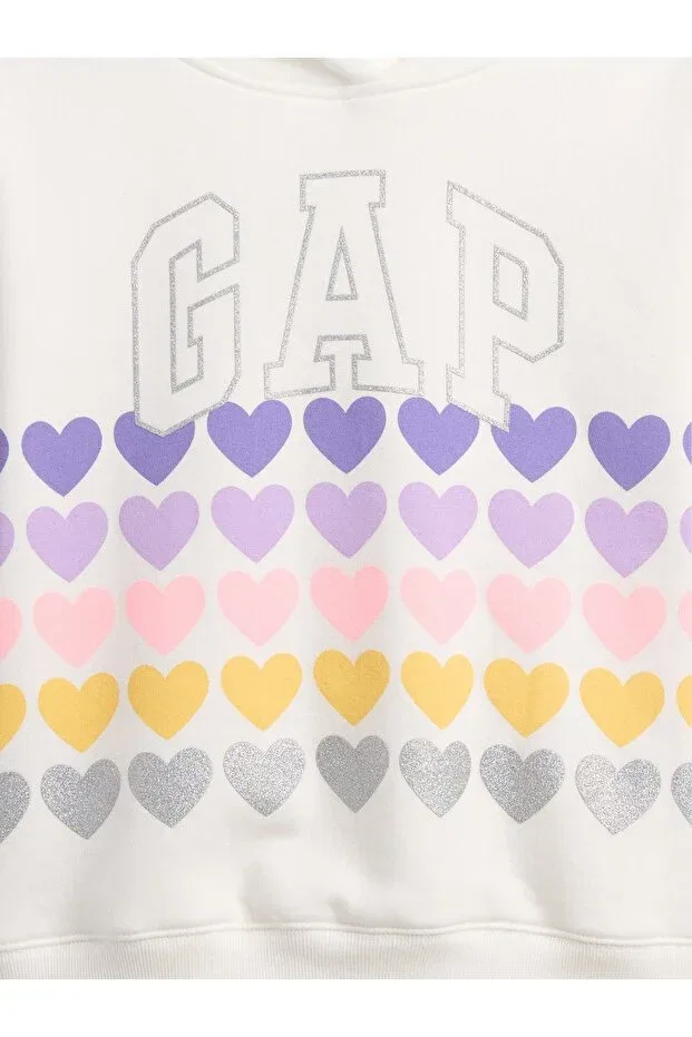 Детское худи для девочек с принтом Gap, White-002 — фото 2