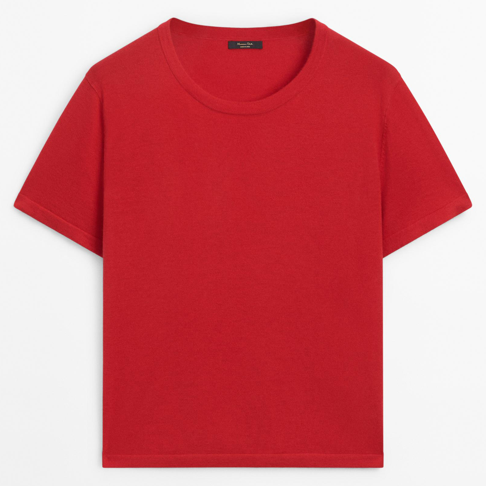 

Свитер с короткими рукавами и круглым вырезом Massimo Dutti, красный