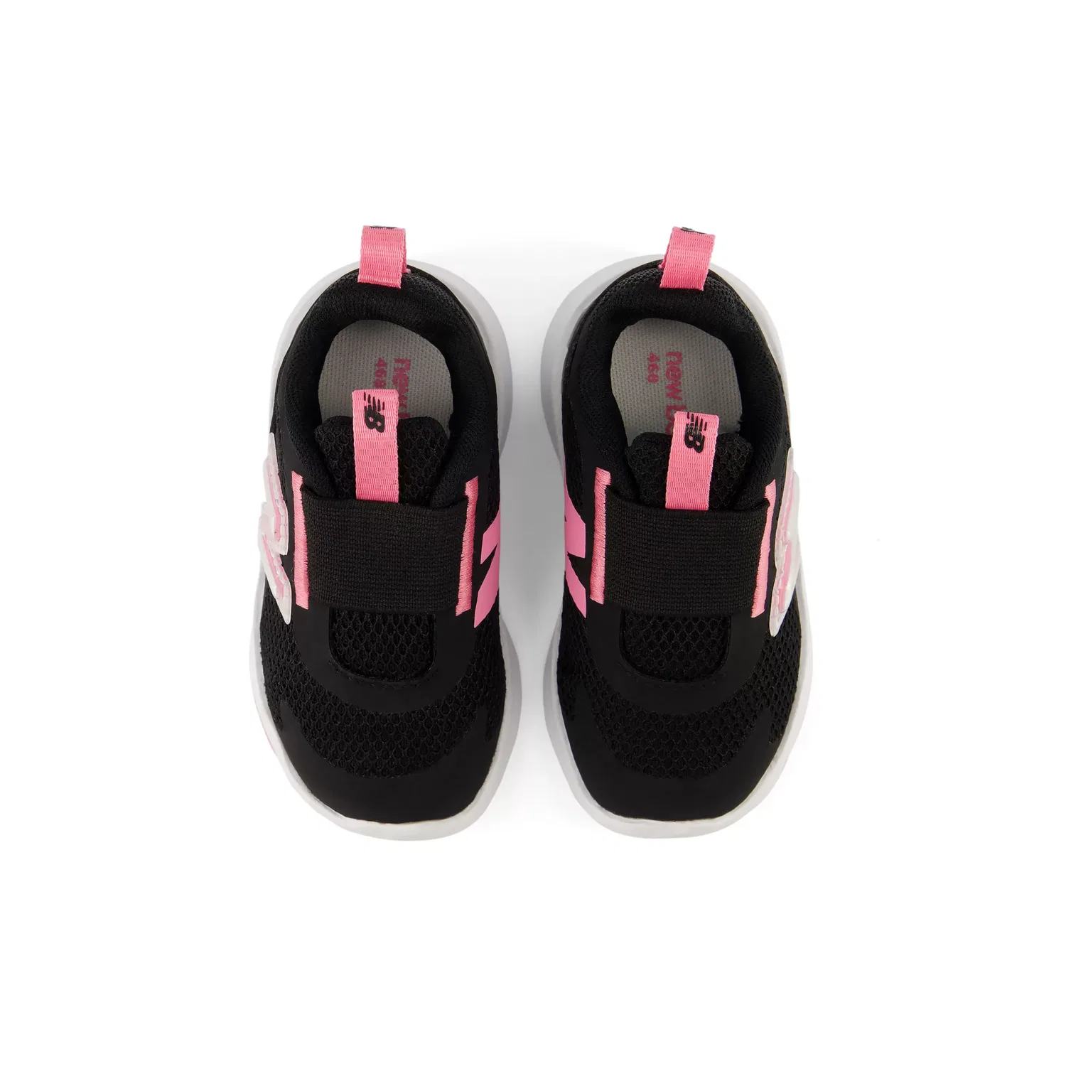 Детские кроссовки без шнуровки на дышащей сетке 468 Slip On New Balance, Black With Signal Pink — фото 4