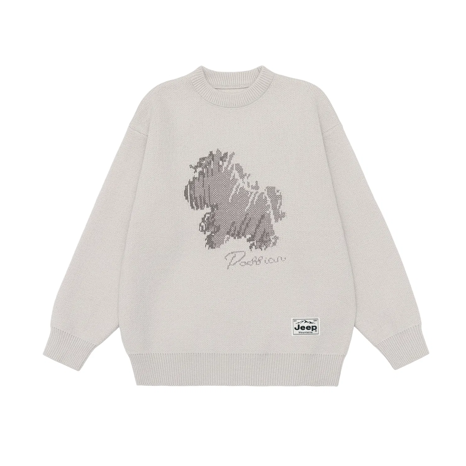Детский свитер с круглым вырезом, модель Jeep Theme Collection, Jeep, Light Gray