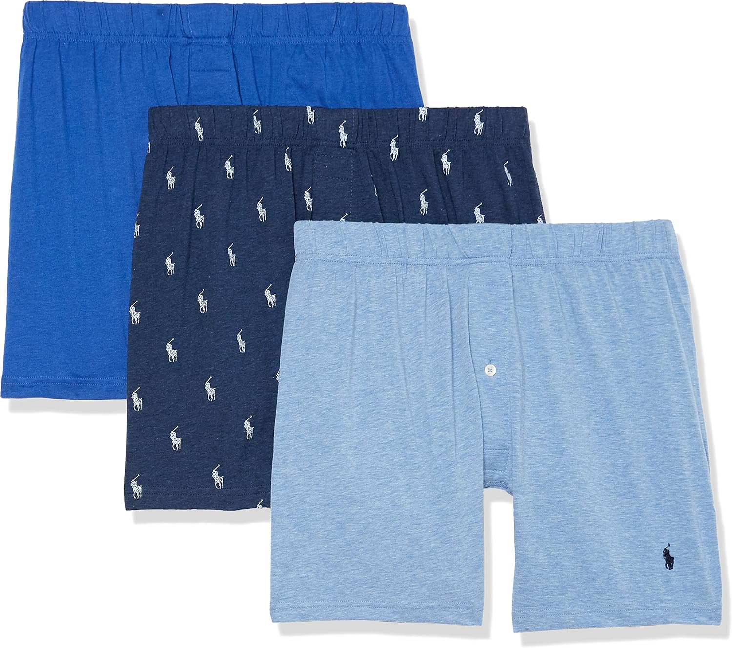 

POLO RALPH LAUREN мужские боксеры Classic Fit Stretch Support Knit, 3 шт, Royal Heather/Navy, Blue Heather/White, Blue/White - 3 Pack