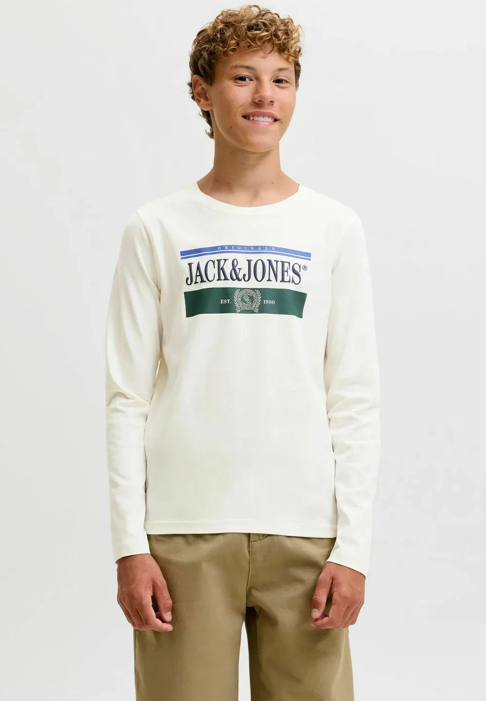 Футболка с длинными рукавами Jorfrederiksberg graphic box tee ls jnr - топ с длинными рукавами Jack & Jones Junior, Snow White — фото 2