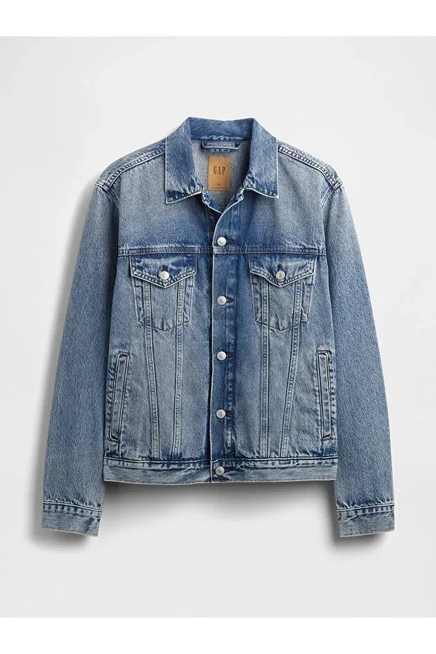 Мужская джинсовая куртка с длинным рукавом Classic Icon Washwell Denim Jacket Gap, Light Blue — фото 4