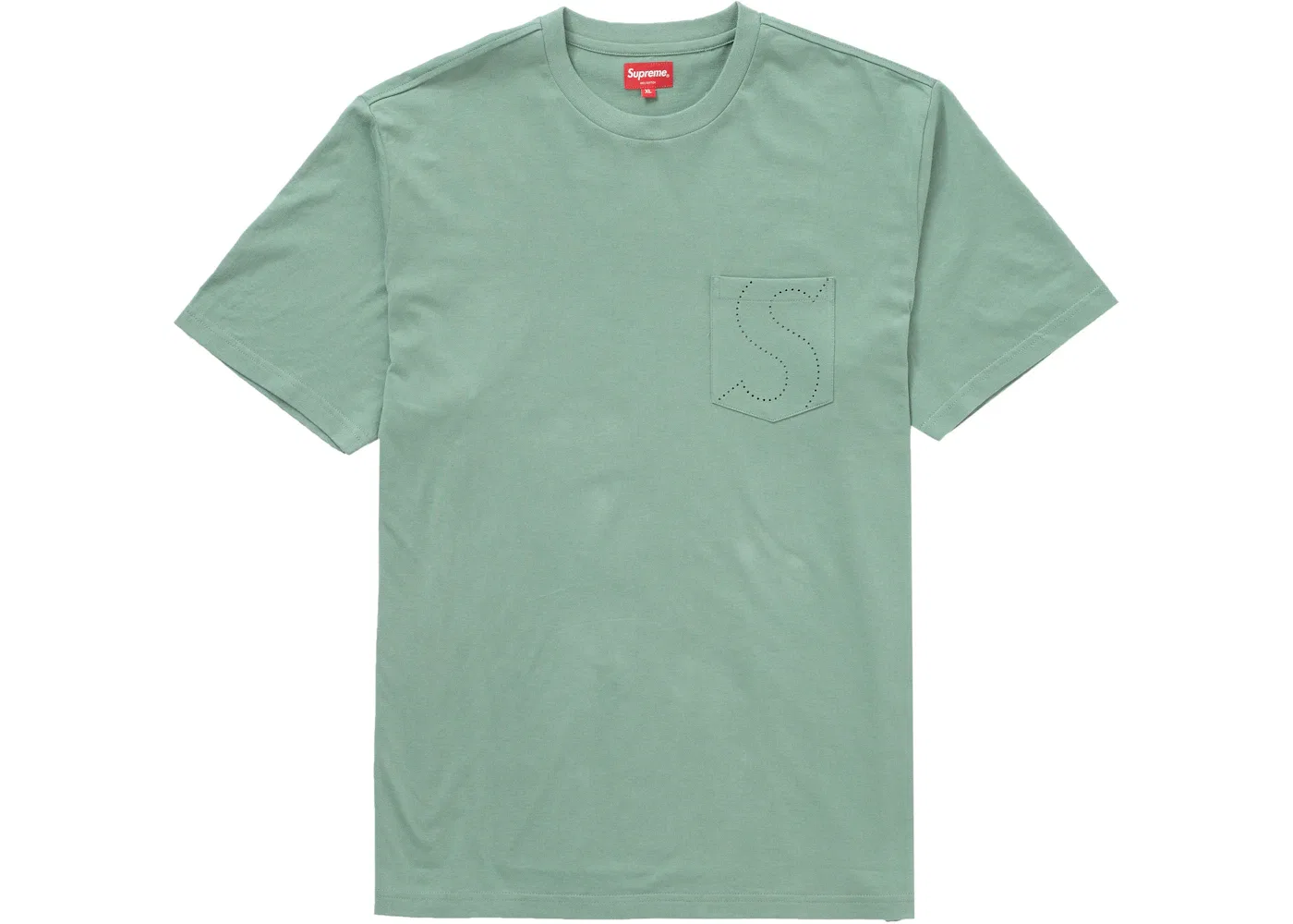 Мужская футболка с принтом Supreme Laser Cut S Logo Pocket Tee, Dusty Teal