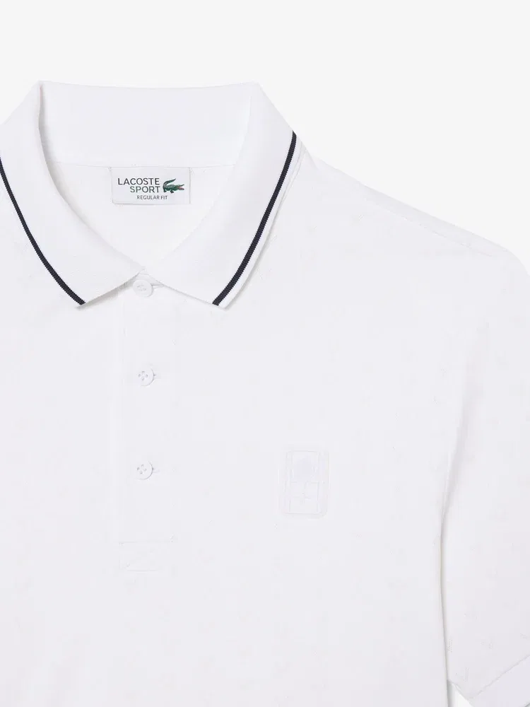 Футболка поло с V-образным вырезом, теннисная LACOSTE, White — фото 4
