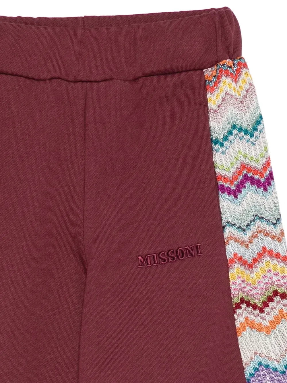 Спортивные брюки с зигзагообразными вставками и вышитым логотипом Missoni Kids, красный — фото 3