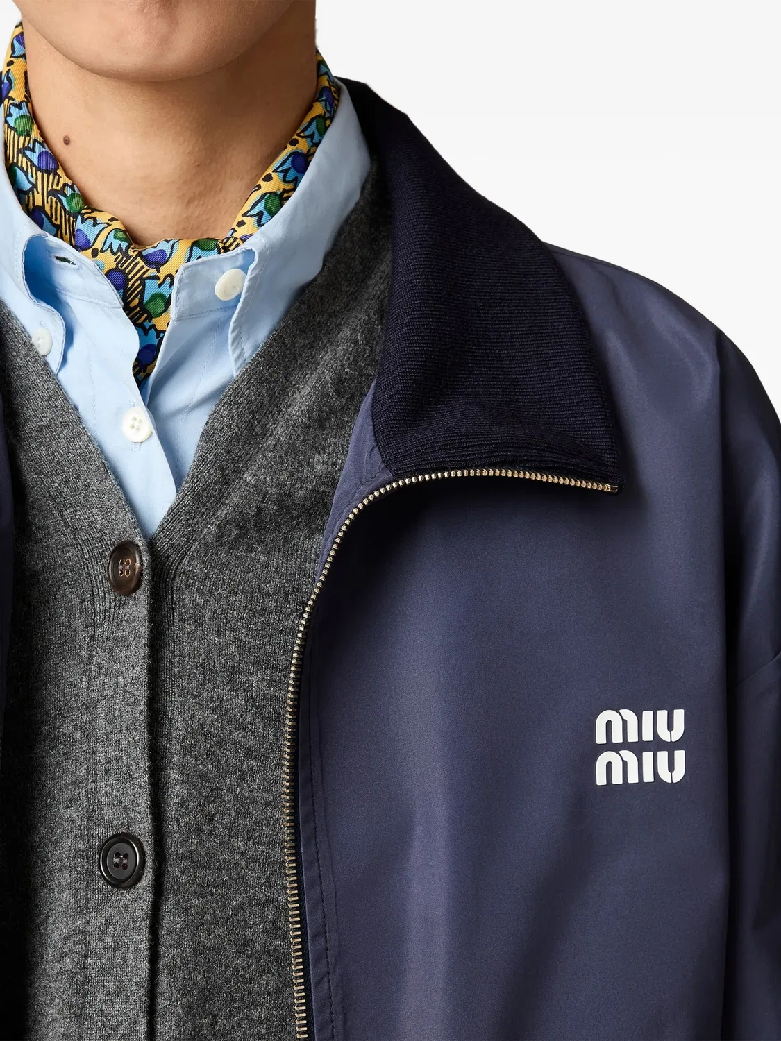 Miu Miu Блузон из технической ткани, синий — фото 2