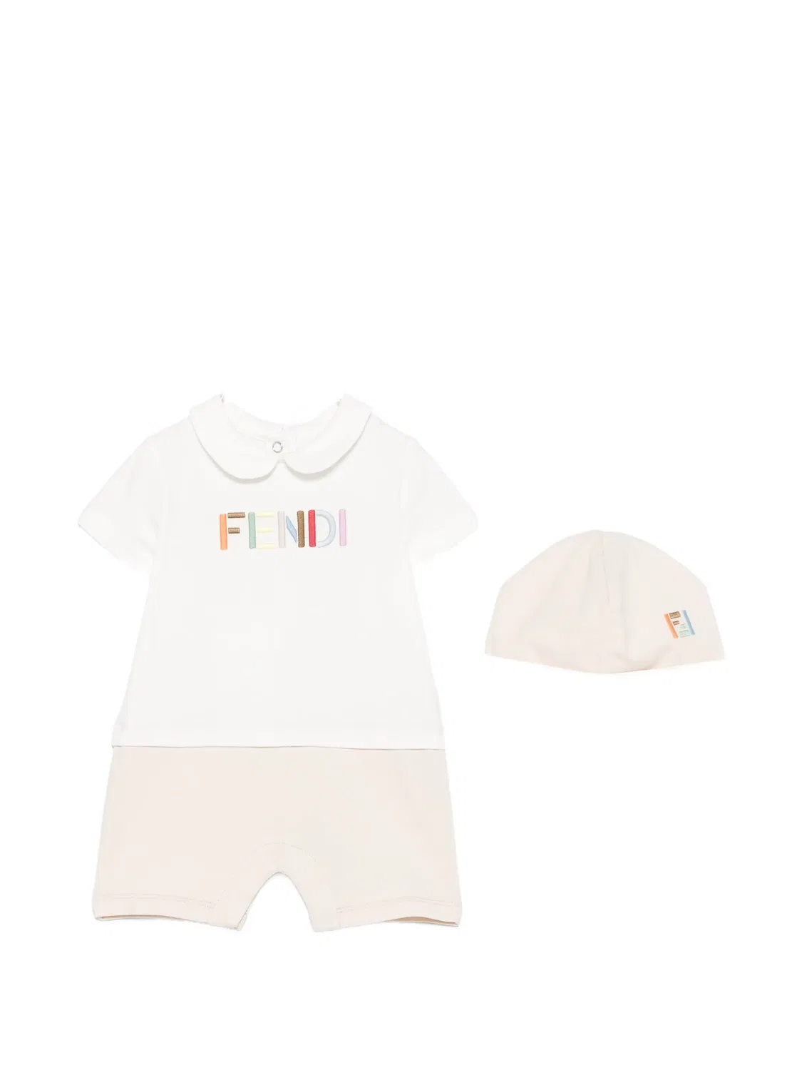 Комплект из футболки и шорт с вышитым логотипом Fendi Kids, белый