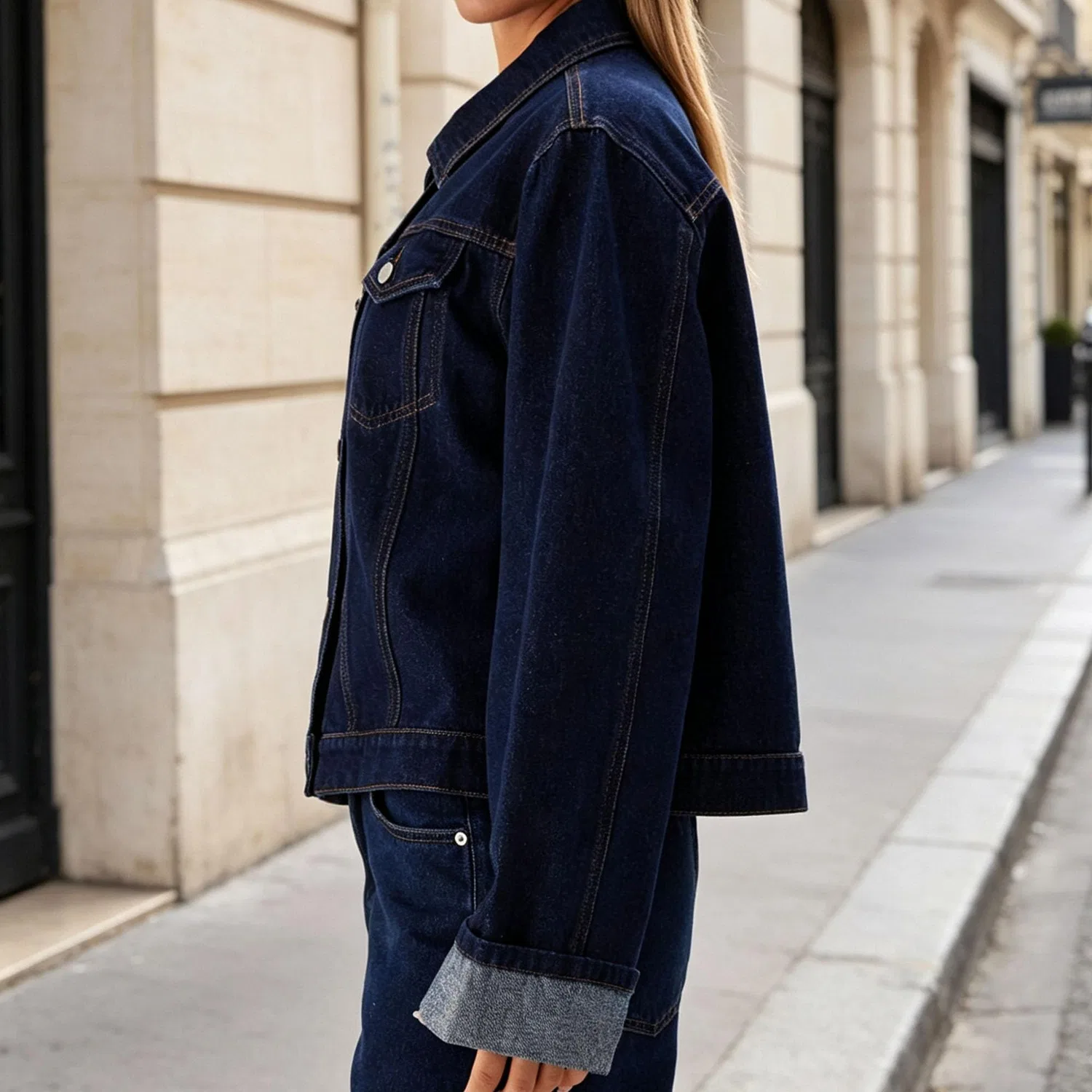 Женская джинсовая куртка oversize в стиле тракер, Blu scuro — фото 2