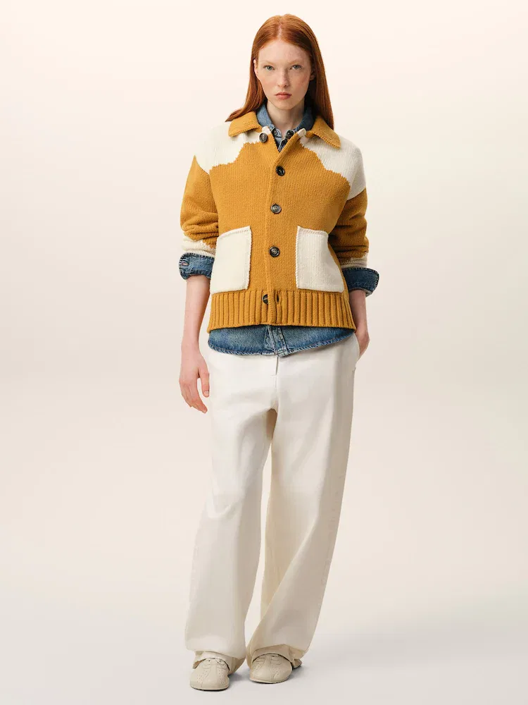Кардиган с интарсией Sun AMI PARIS, Yellow