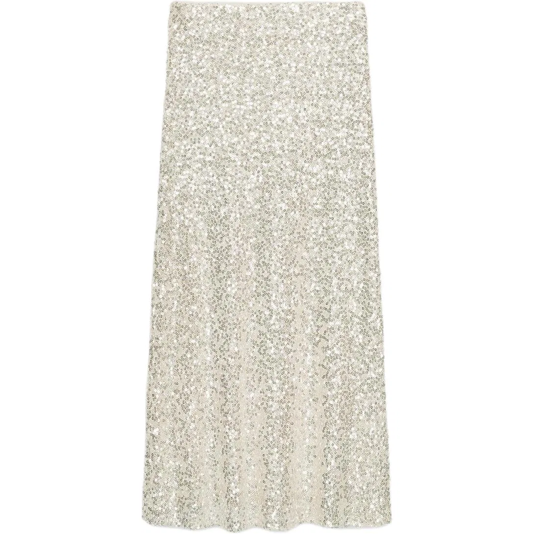 Женская юбка миди Silver ZARA, Silver — фото 3