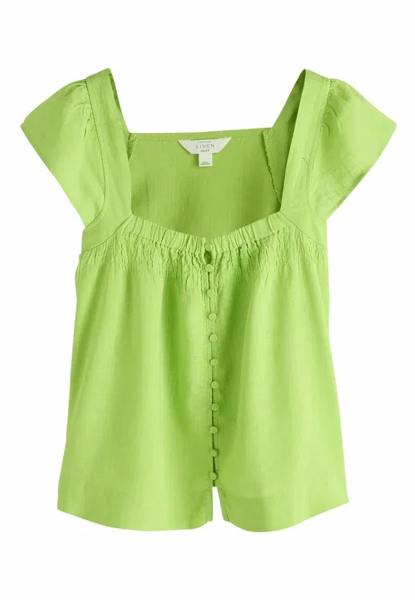 Блуза с принтом Regular fit - flutter sleeve button front with 3 pack - blouse Next Green White Geo Print, белый — фото 4