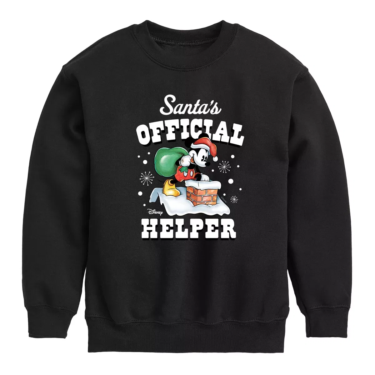 Детский свитшот для мальчиков с принтом Mickey Mouse Santas Official Helper Disney, Black