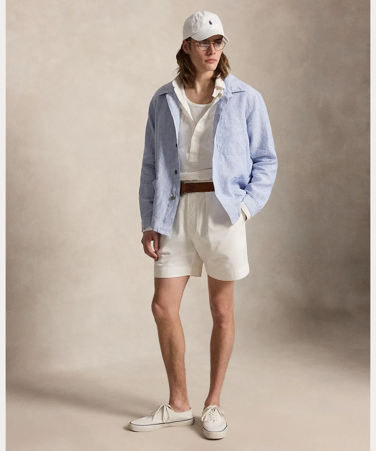Мужская льняная рубашка оверсайз с длинным рукавомPOLO RALPH LAUREN, Синий — фото 3