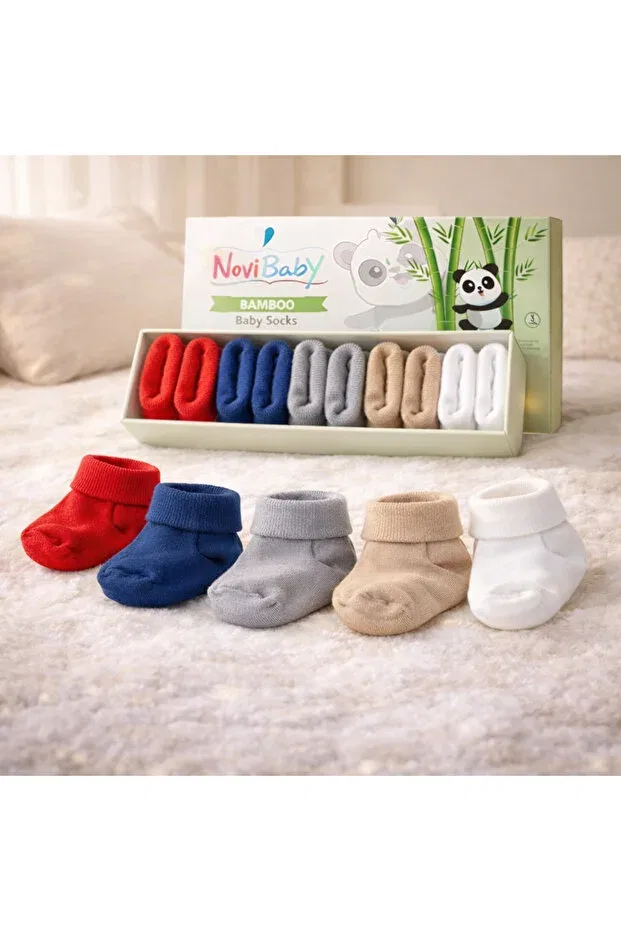 Детские носки для новорожденных из бамбука набор 5 пар Basics Novibaby, Cold Weather — фото 4