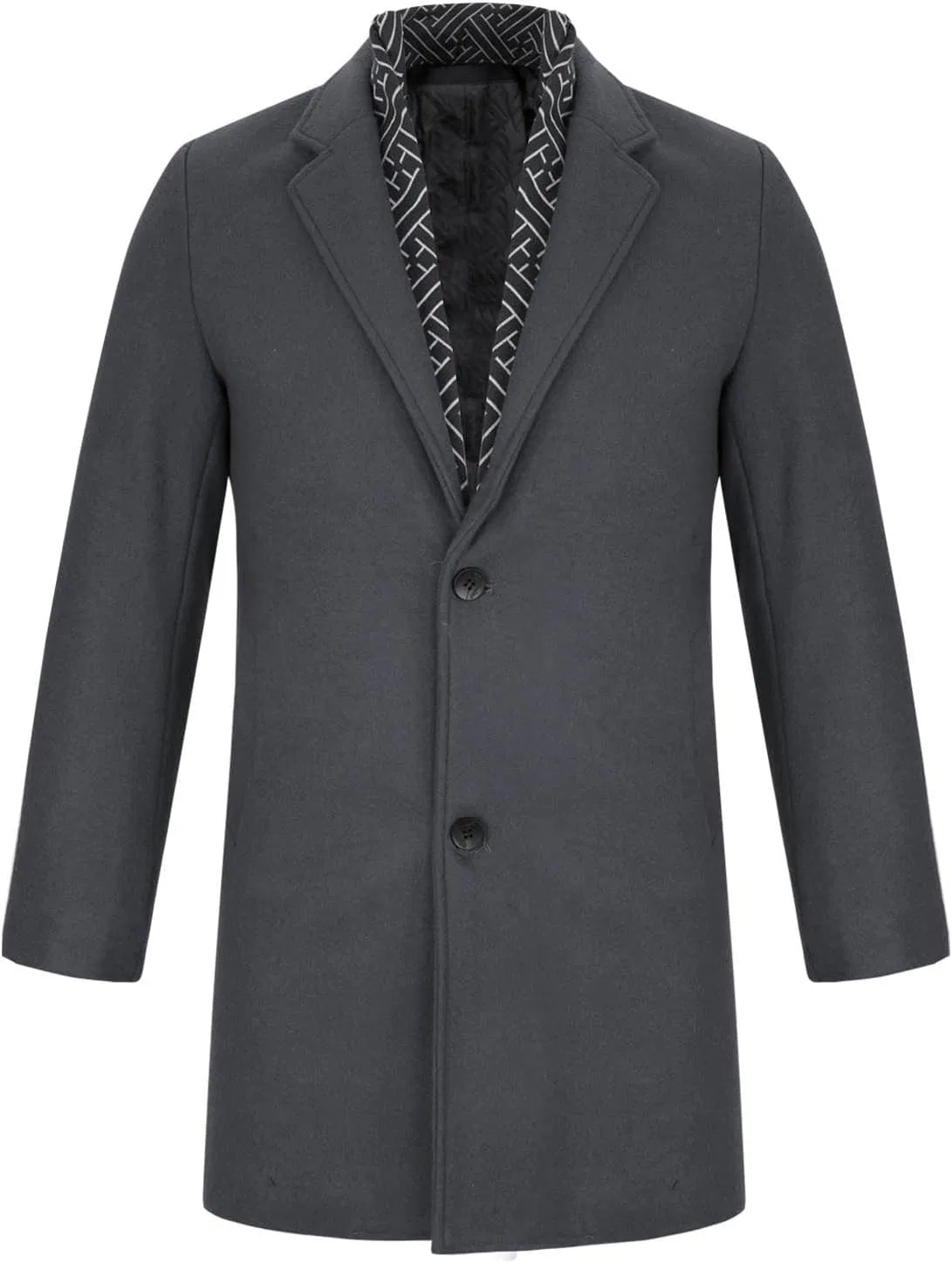 Мужское однобортное пальто-тренч с лацканами, модель Single Breasted Trench Coat, серый — фото 4