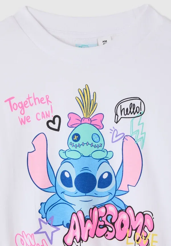 Футболка с принтом Crop stitch print t-shirt Terranova, Bianco Ottico, белый — фото 2