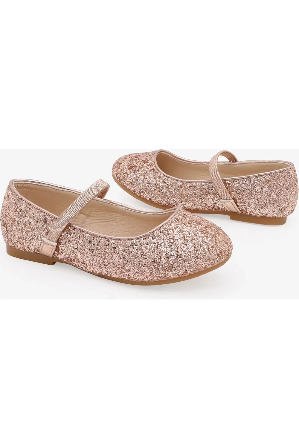 Детские балетки на плоской подошве Rock Glitter Kailee P, Rose Gold — фото 3