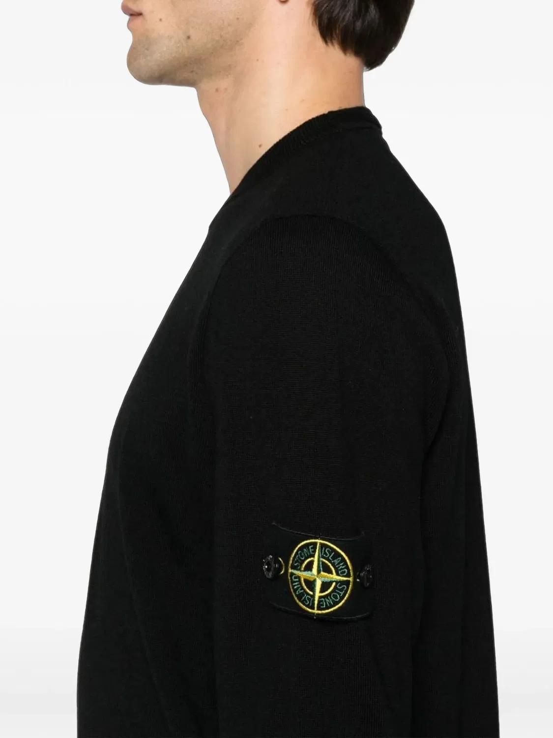 Свитер с круглым вырезом из RWS-шерсти Stone Island, черный — фото 2