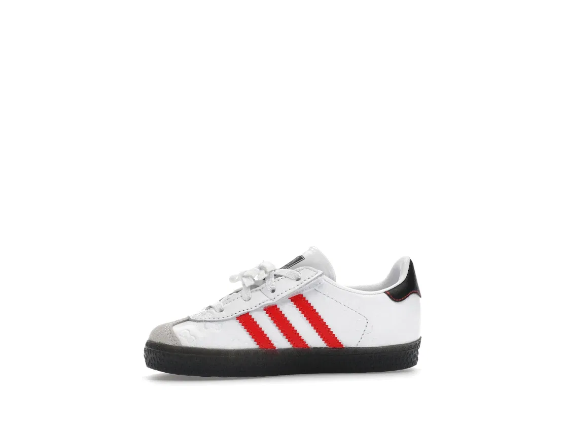 Детские кроссовки с закрытой шнуровкой Adidas Gazelle Comfort Closure Hello Kitty, Cloud White/Red/Black — фото 3