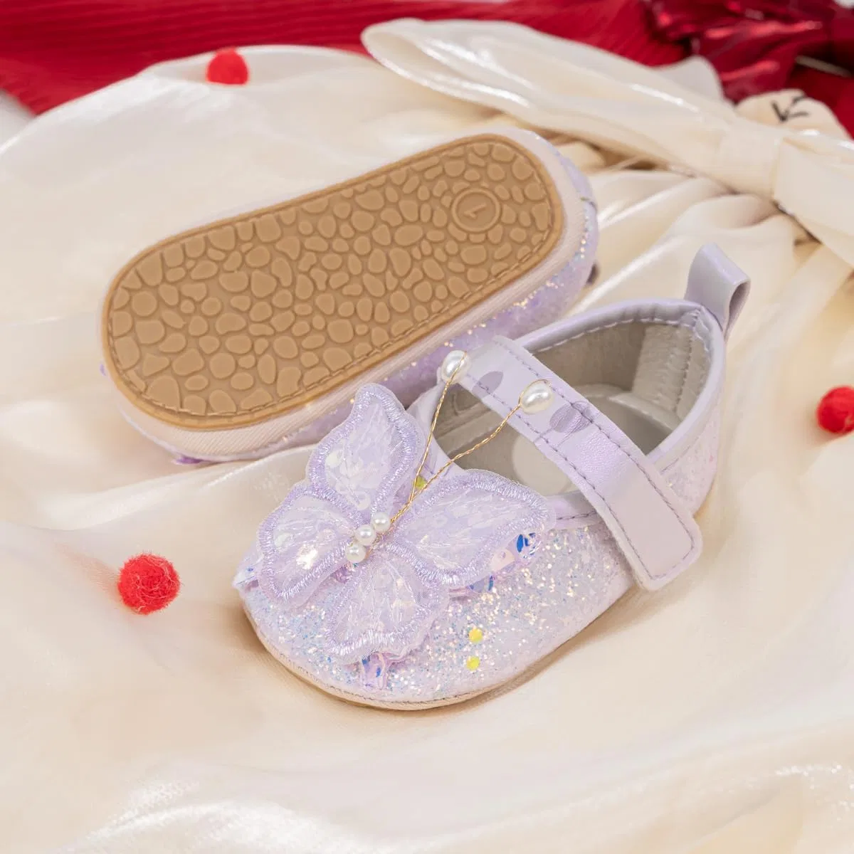 Детские туфли Мэри Джейн для девочек с бантом HsdsBebe, Purple — фото 3