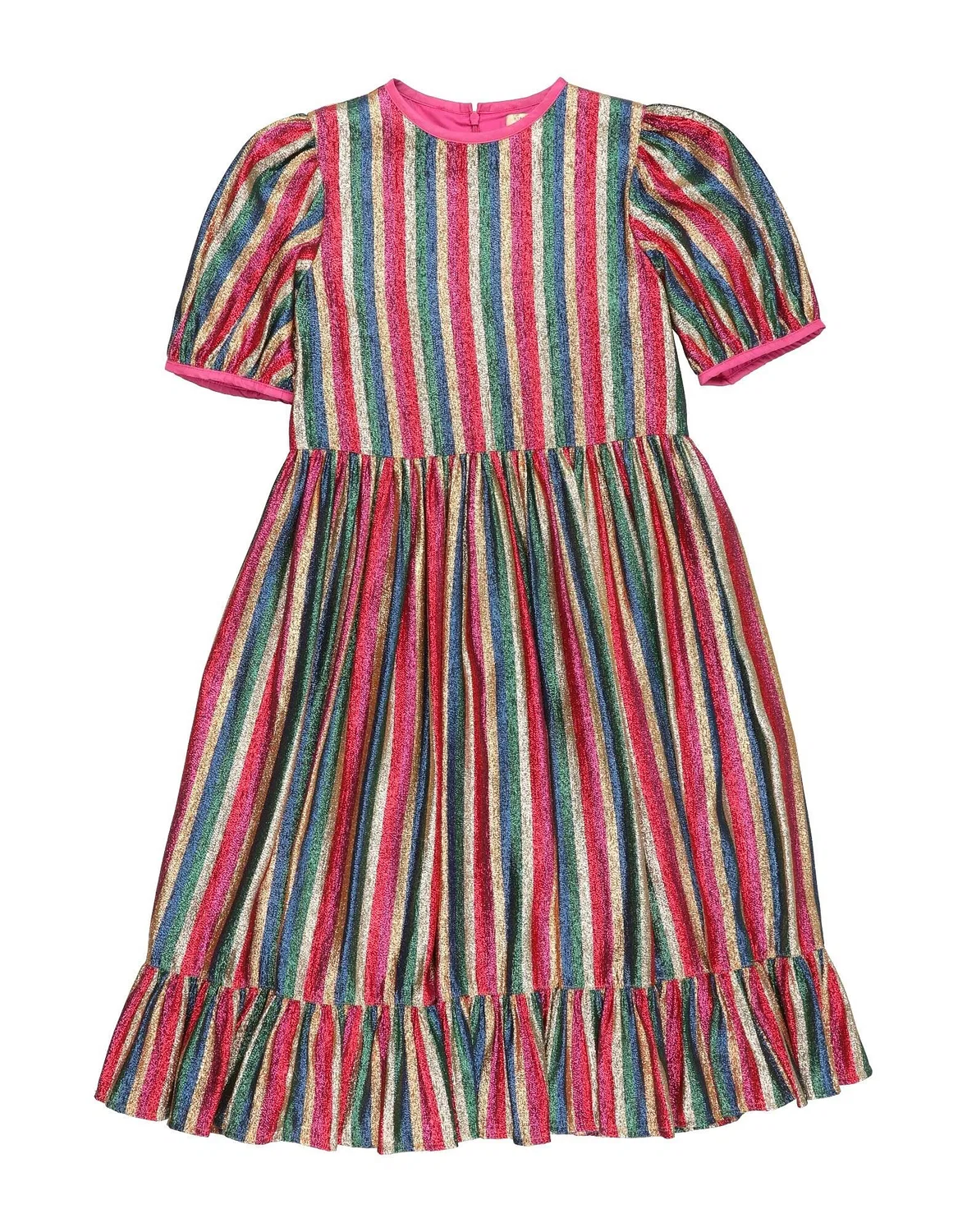 Детское платье из ламе для девочек с блестками Stella Mccartney Kids, ярко-розовый
