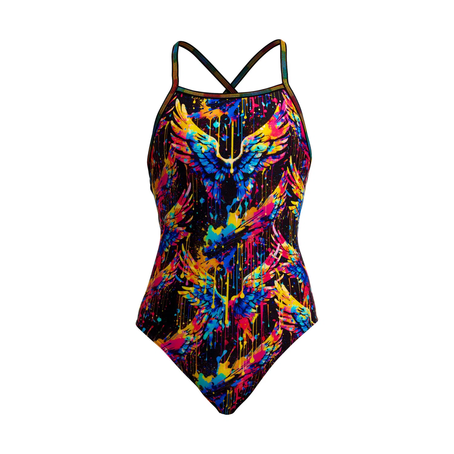 Детский купальник для девочек Strapped In One Piece Funkita, Schwarz Rosa Rot