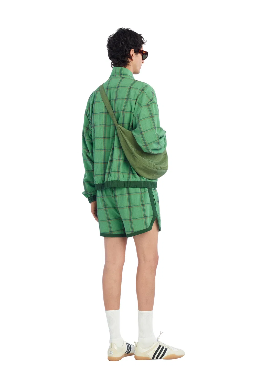 Бермудские шорты с контрастной клетчатой отделкой ZARA, Green — фото 2