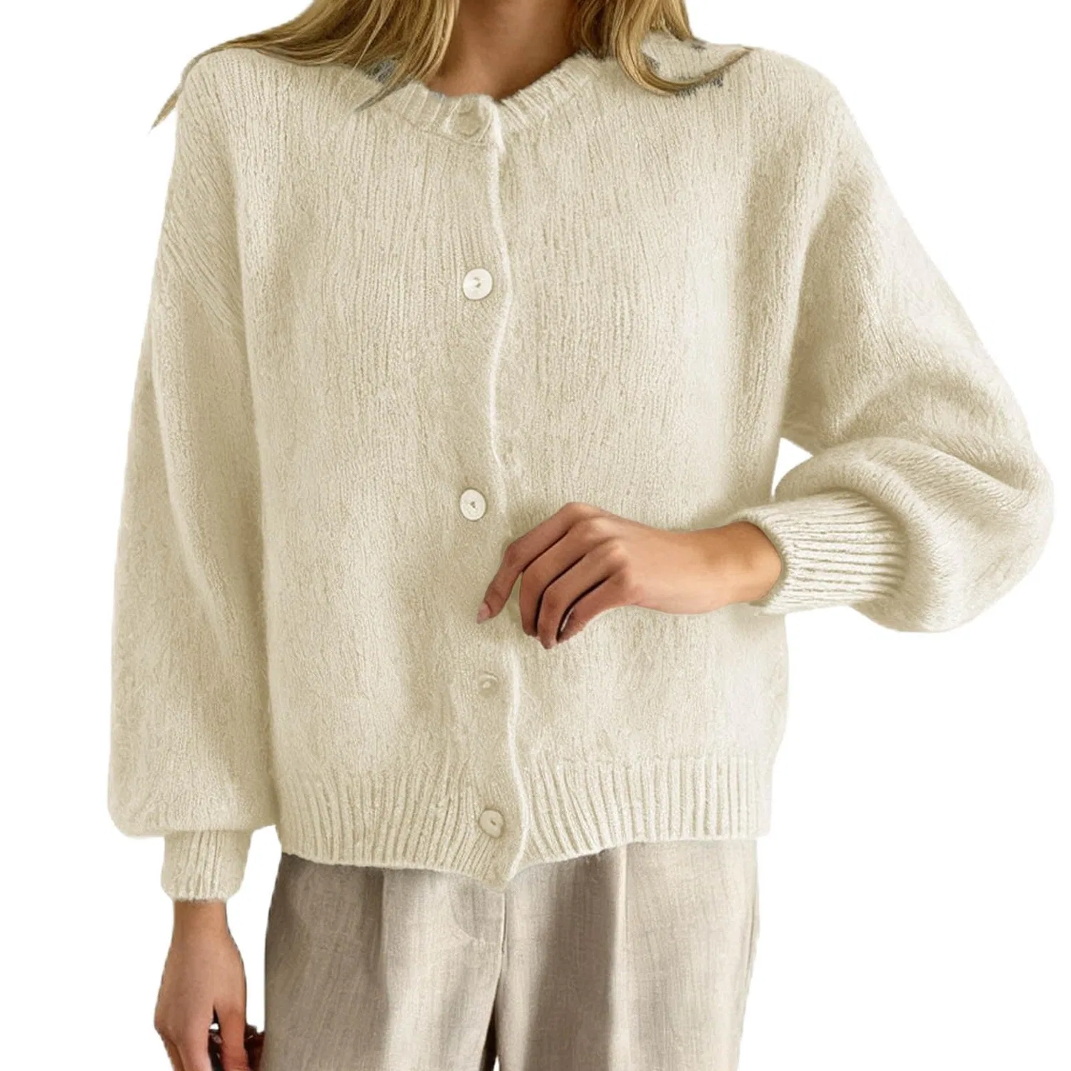 Женский кардиган с длинным рукавом Maglia Casual Autunnale, Beige