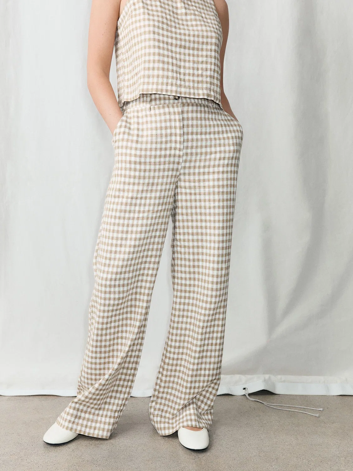 Брюки свободного кроя Next Brown/Ecru Gingham — фото 2