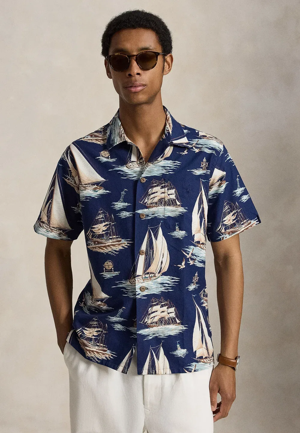 Классическая рубашка-оксфорд с принтом парусника Polo Ralph Lauren, Vintage Schooners