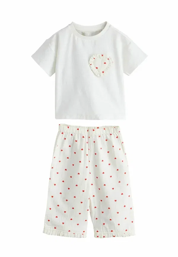 Пижамный комплект с принтом Regular Fit Wide Leg Set Next White Heart Print, белый