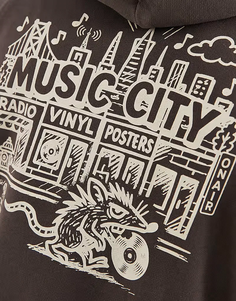 Худи Levi's свободного кроя с графическим принтом на спине, коричневый — фото 3