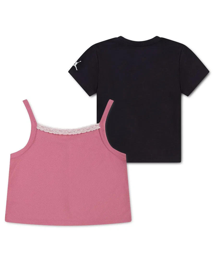 Комплект из футболки и топа с графическим принтом Jordan, Pink/Black — фото 2