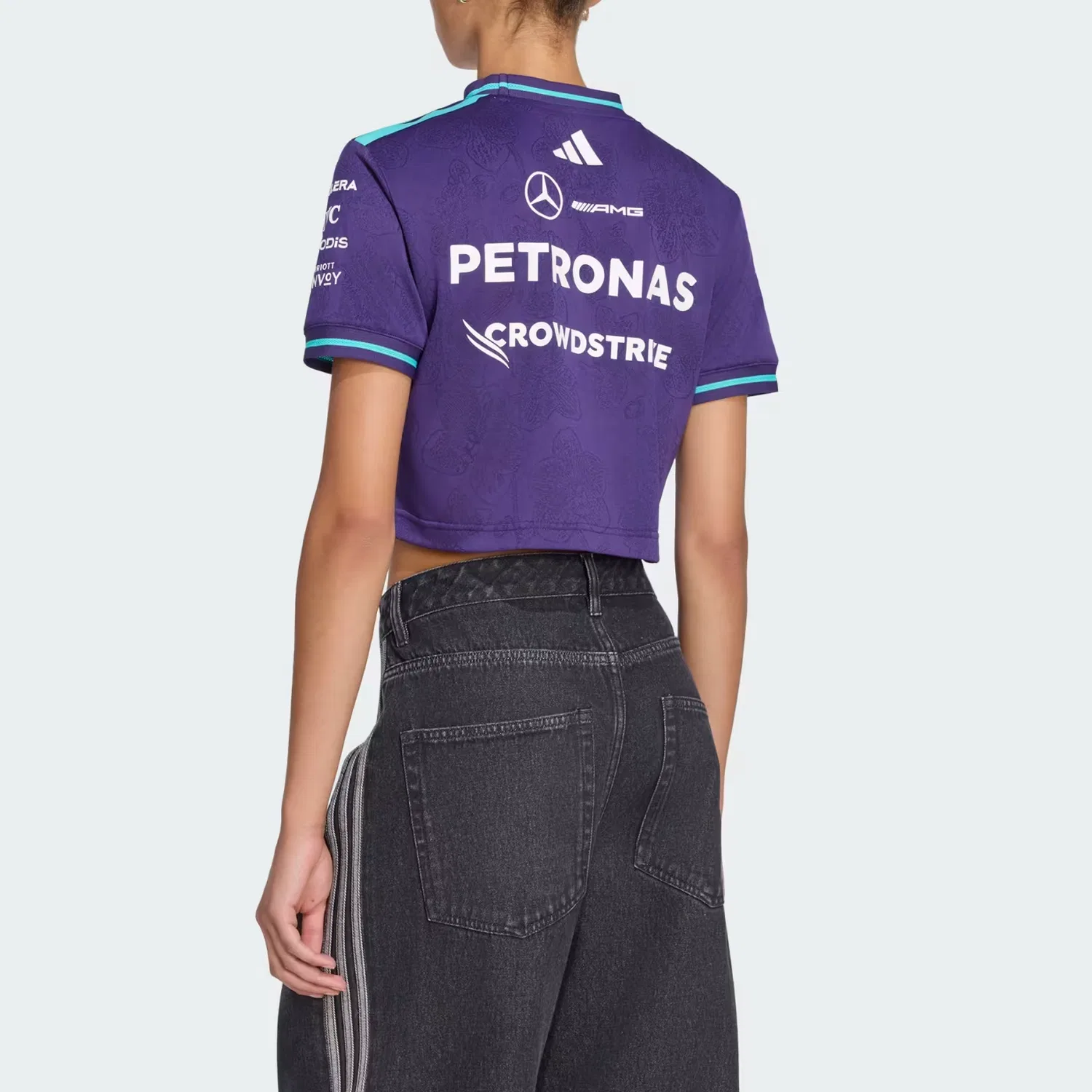 Женская футболка с принтом Mercedes AMG Adidas, Dark Purple — фото 4