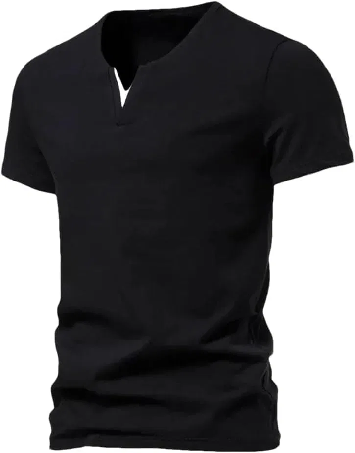 Мужская футболка с V-образным вырезом Casual Cotton Slim Fit, Black