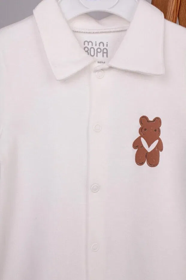 Детский комбинезон для мальчиков с коротким рукавом Mini Ropa, Ecru — фото 3