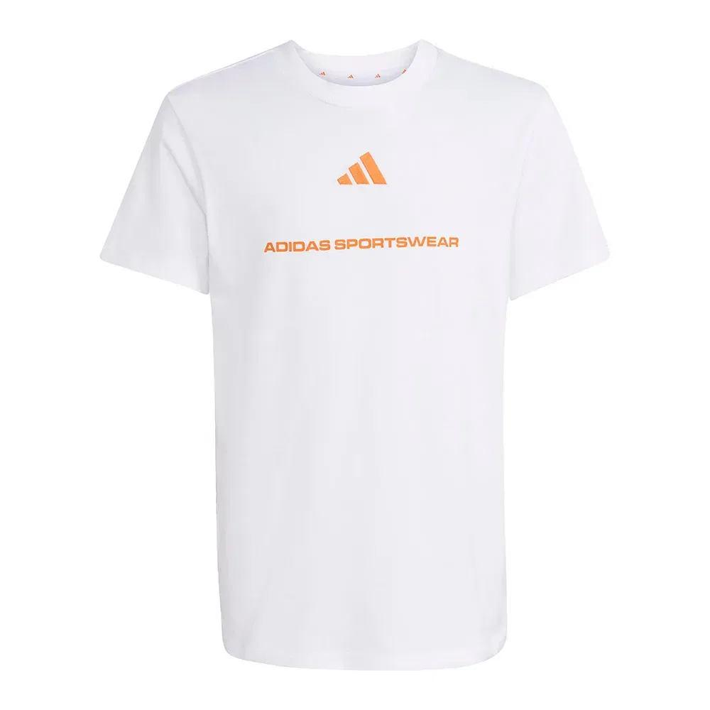 Детская футболка с принтом Slogan Single Jersey Adidas, White — фото 3