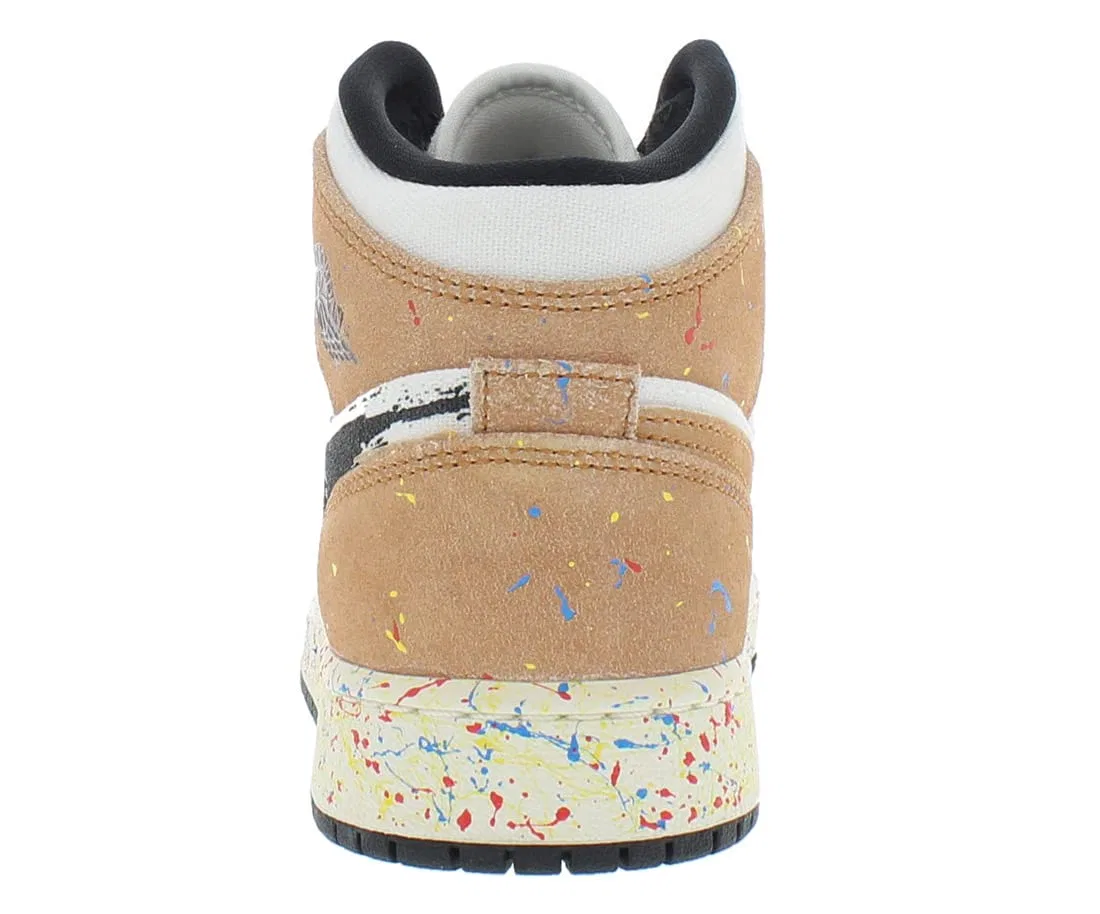 Детские кроссовки для мальчиков с высоким берцем Air Jordan 1 Mid Se NIKE, Sailing Black Cider Chile Red — фото 4