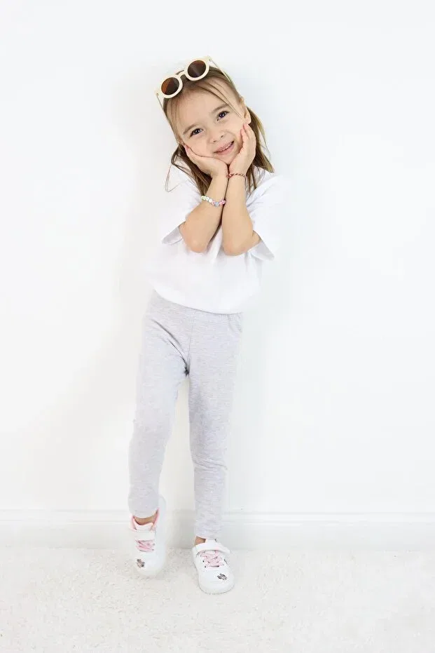 Детские леггинсы для девочек хлопковые Basics Miababy, Gray — фото 3