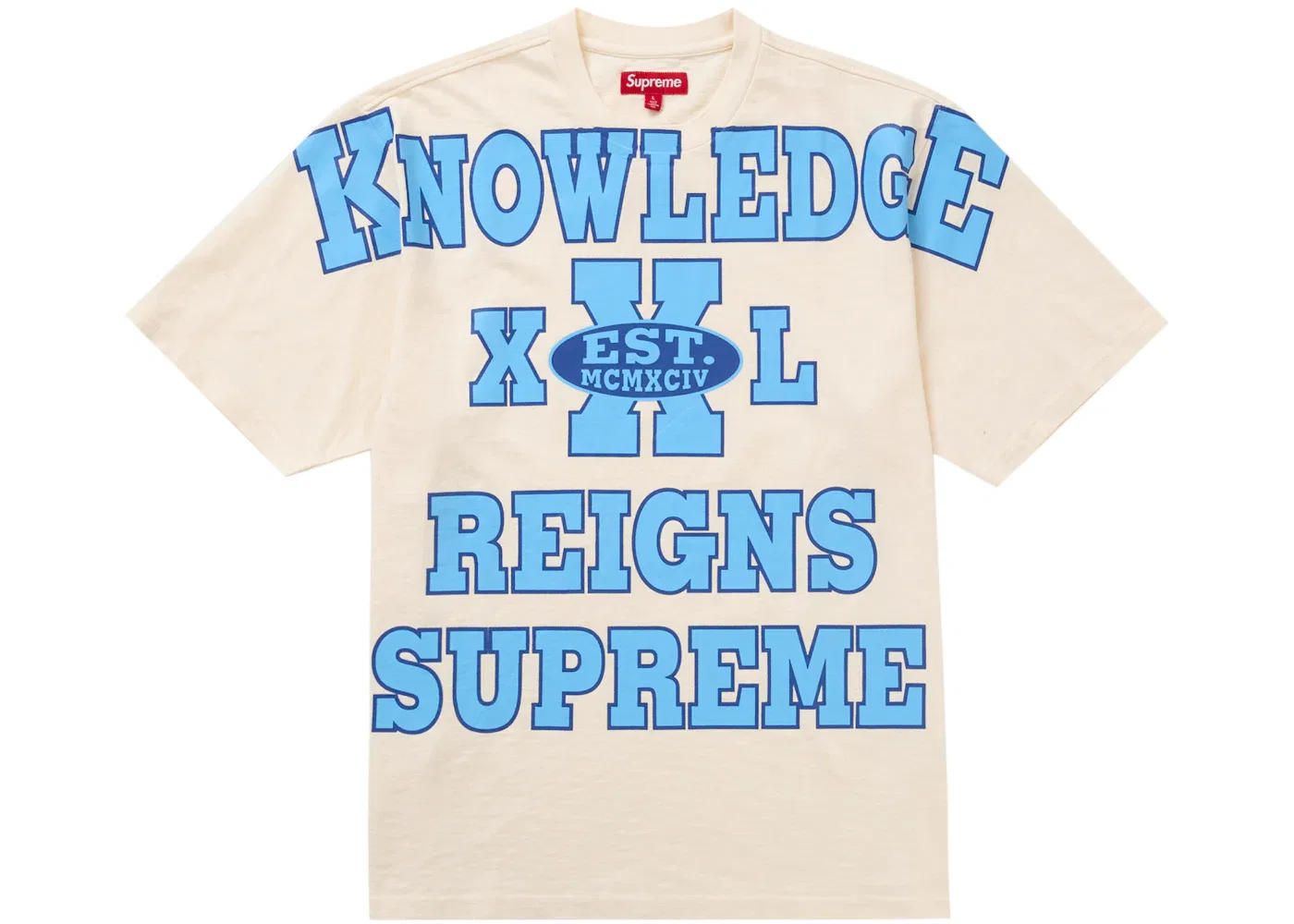 Мужская футболка Supreme Overprint Knowledge S/S Top, Cream