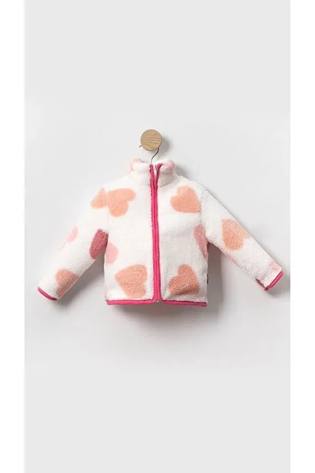 Детское пальто для девочек с принтом Heart Aden Kids, Pink With Heart — фото 2
