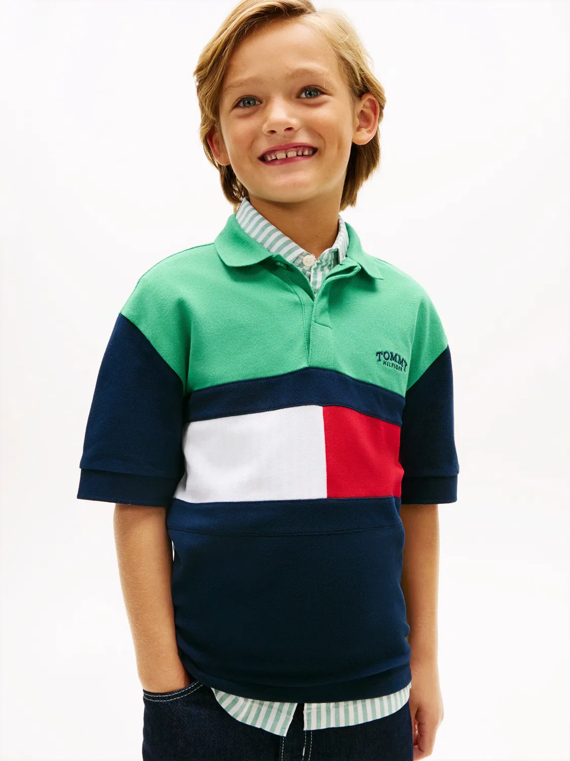 Детское поло для мальчиков с принтом Tommy Hilfiger, Verde