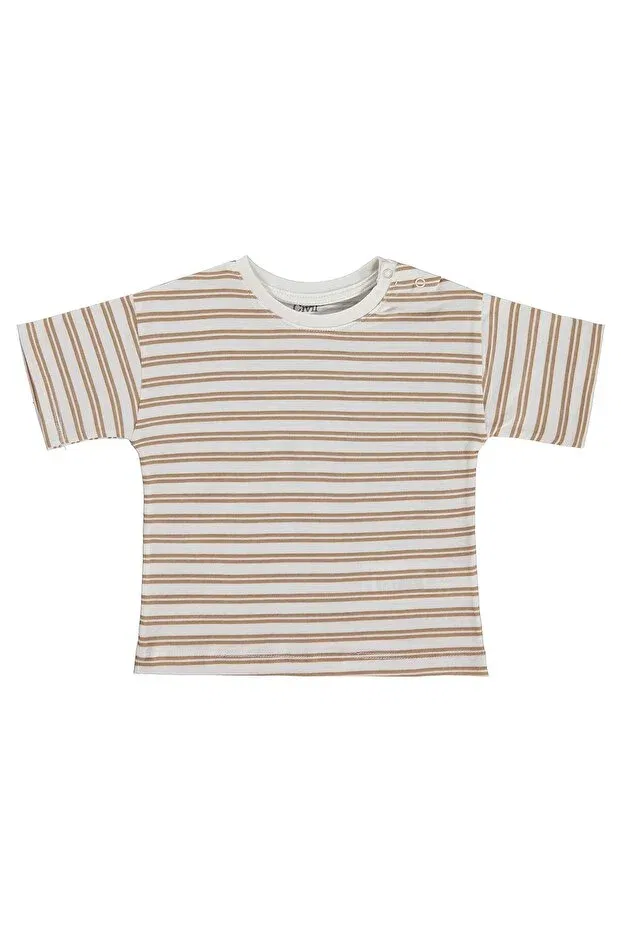 Детская футболка с принтом Striped Civil Baby, Camel