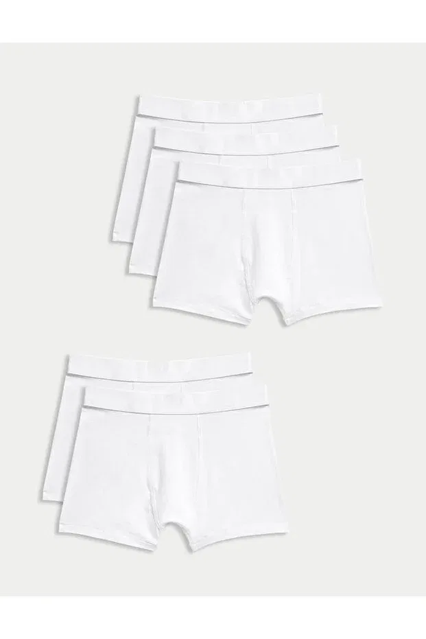 Детские для мальчиков боксеры хлопковые 5P Core Trunk Marks & Spencer, White