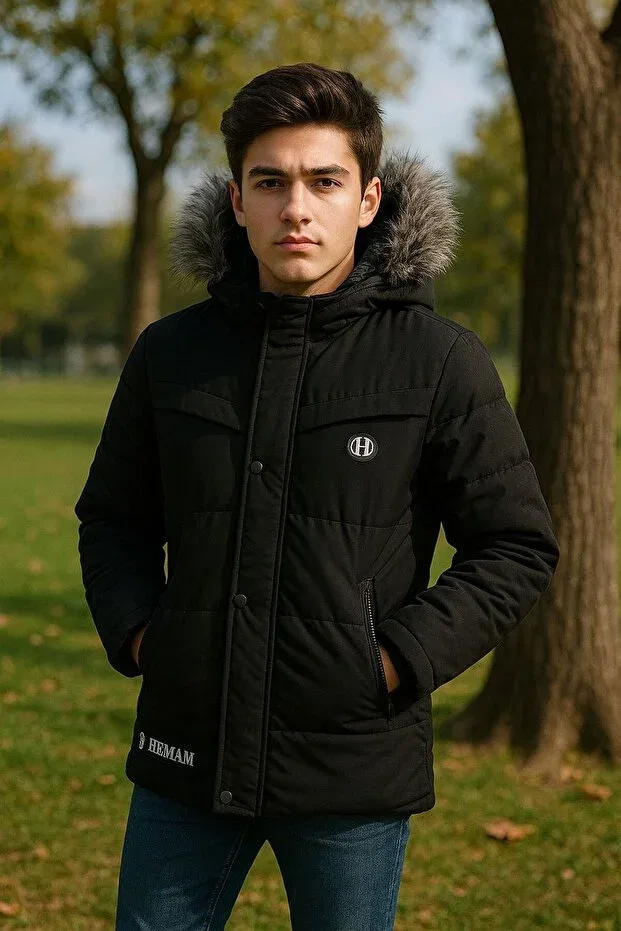 Детское пальто для девочек с капюшоном Gül Garden, Black