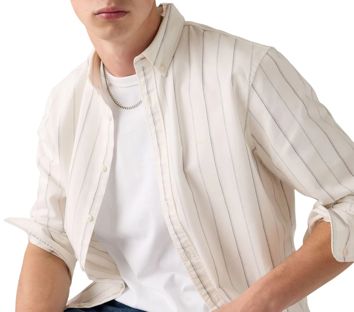 Мужская рубашка с длинным рукавом Levi's, Oisin Stripe Cloud Dancer — фото 2